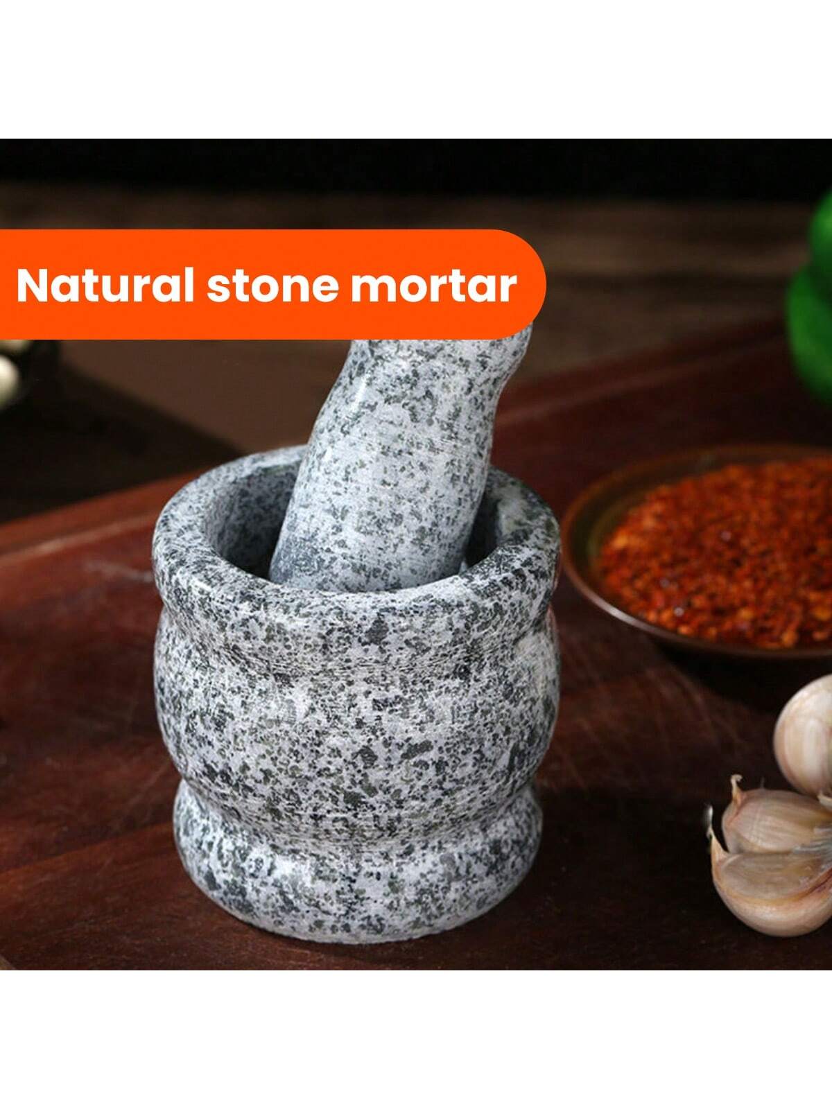 1 Set Natural Marble Mortar And Pestle