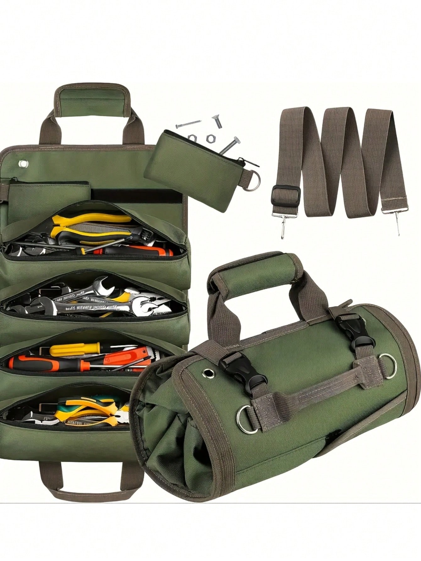 1pc Heavy Duty Tool Roll Bag - Waterproof Oxford Cloth Storage Bag