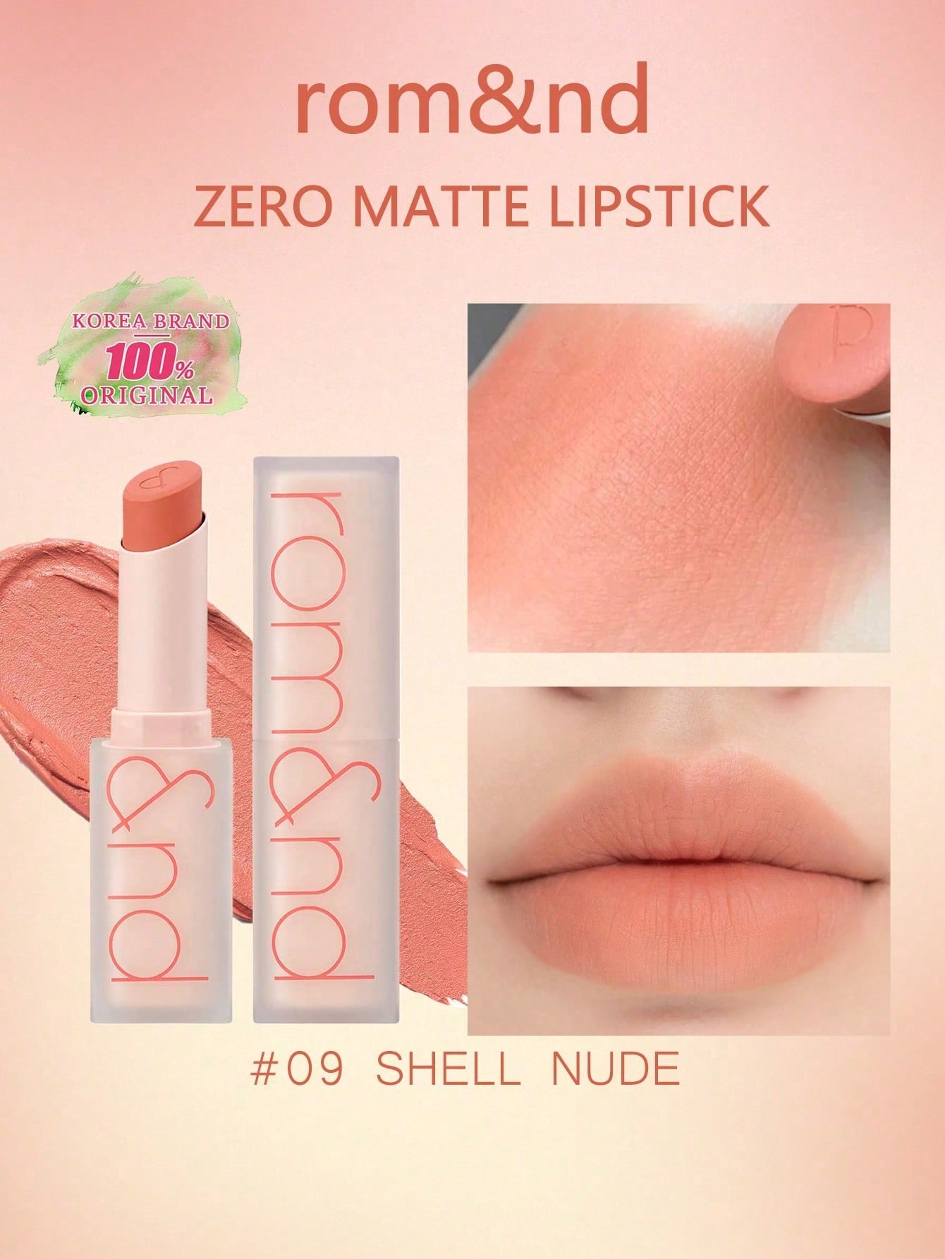 Rom&nd ZERO MATTE Lipstick #09 SHELL NUDE