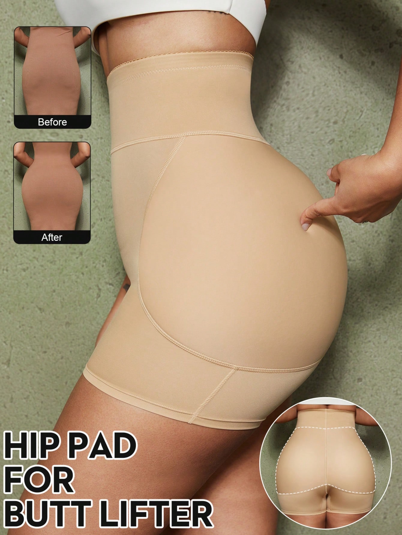 1pc Women's Waist Slimmer & Butt Lifter Control Pants With Foam Hip Pads