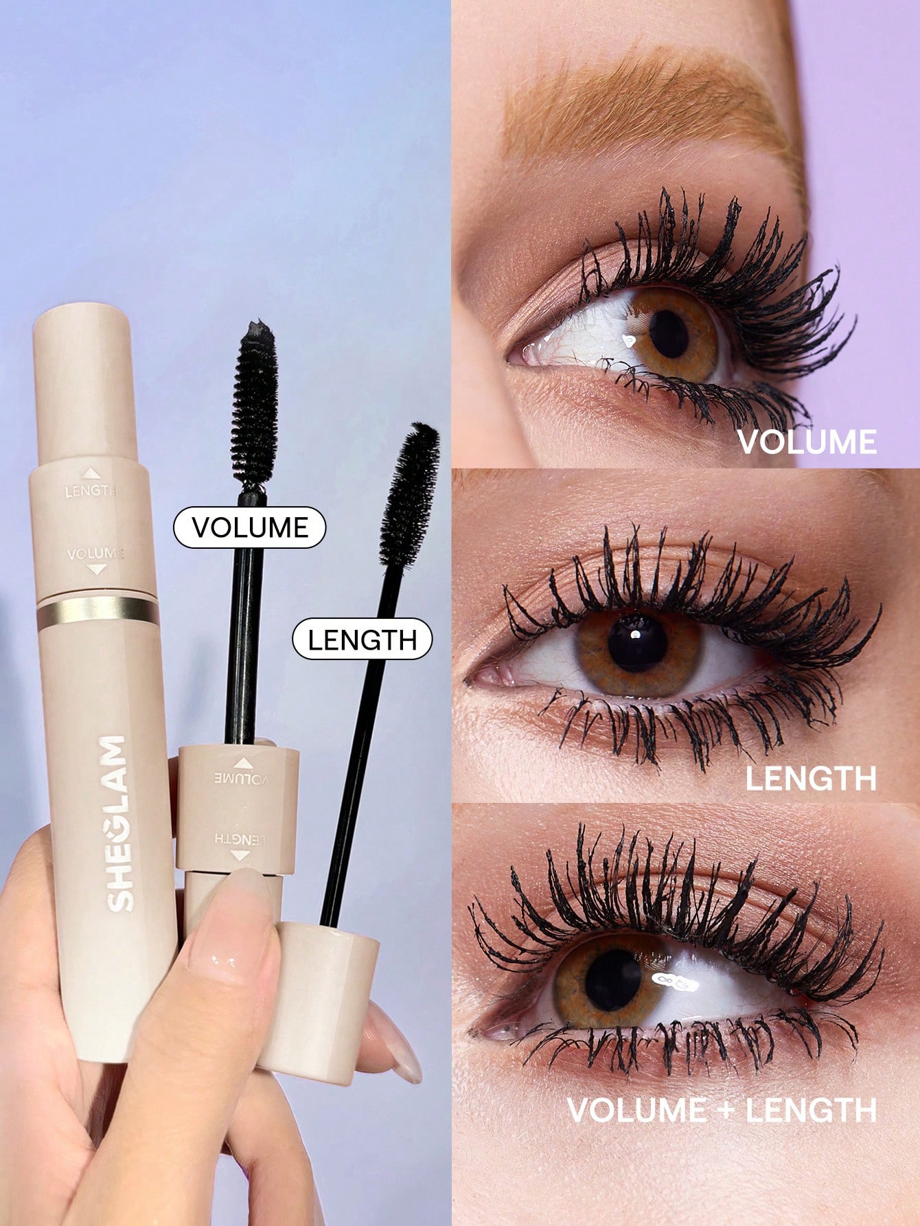 SHEGLAM Lash Besties 2-In-1 Mascara Volumizing Double Head Brush Easy To Remove No Smudge Long-Lasting Define Thick Lengthening Volume Big Eyes Mascara 100+ sold