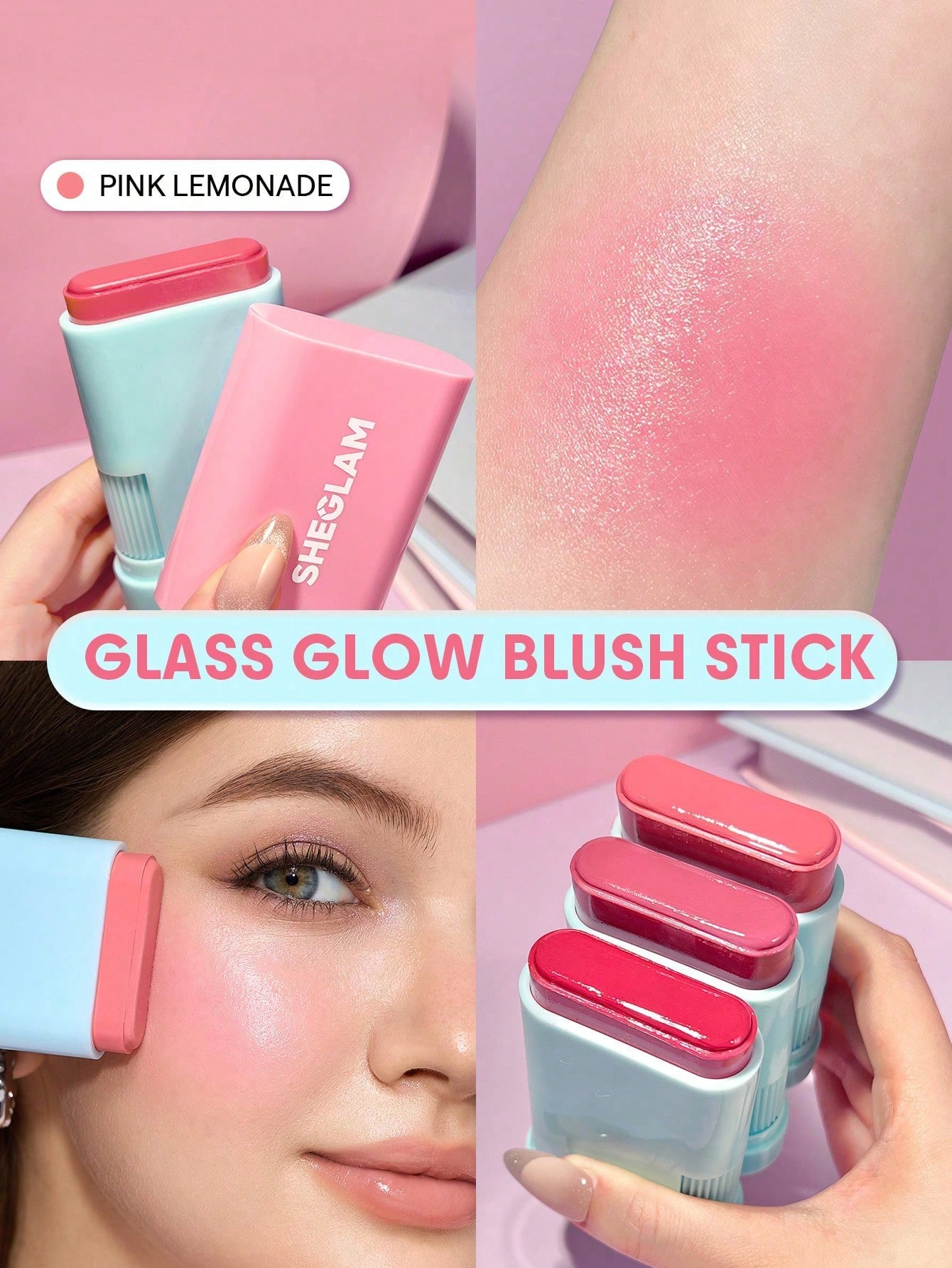 SHEGLAM Glass Glow Blush Stick-Pink Lemonade Rare
