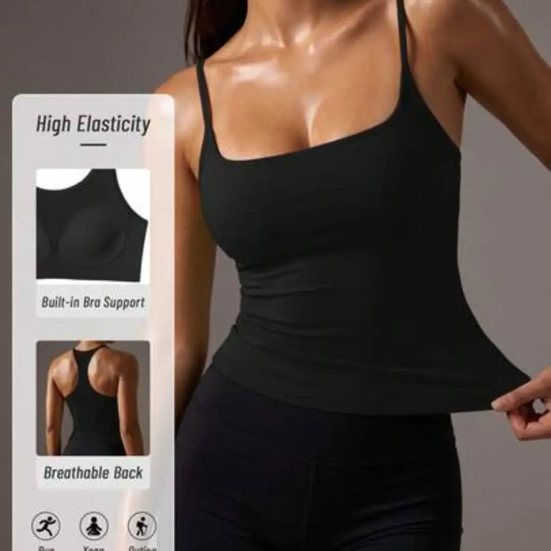 Soyun New Women's Outdoor Yoga Tank Top With Built-In Bra And Criss-Cross Back Design