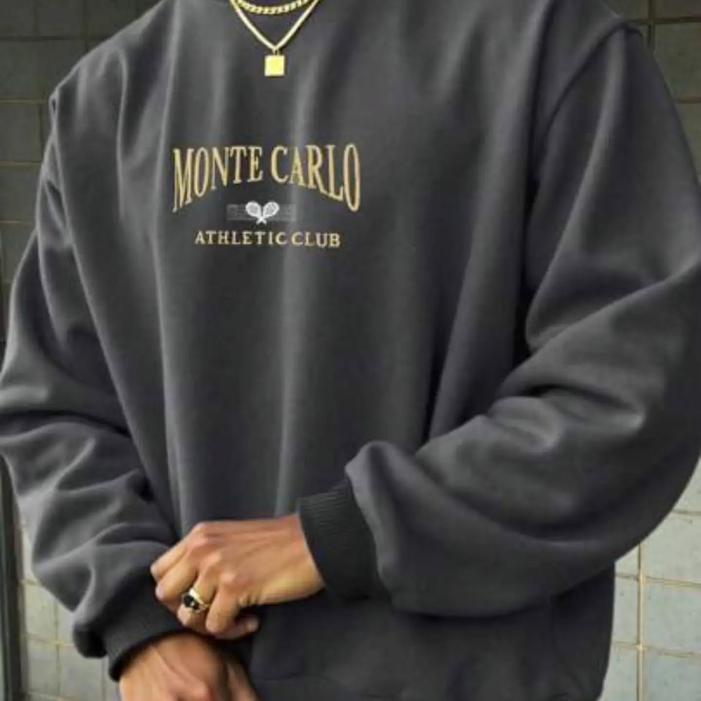 Men Embroidery Letter Pattern Sweatshirt