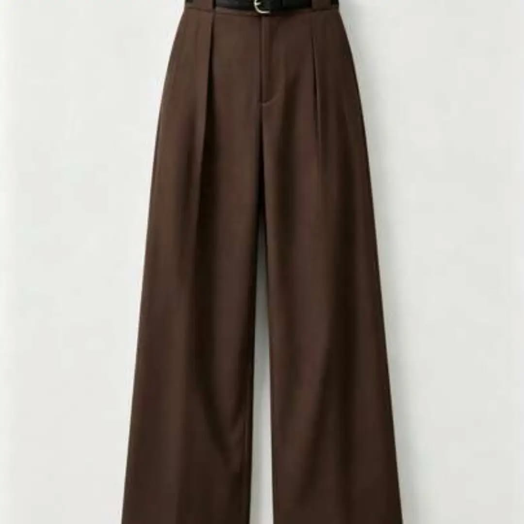 Mid-Waist Solid Color Elegant Straight Leg Pants With Belt Spring