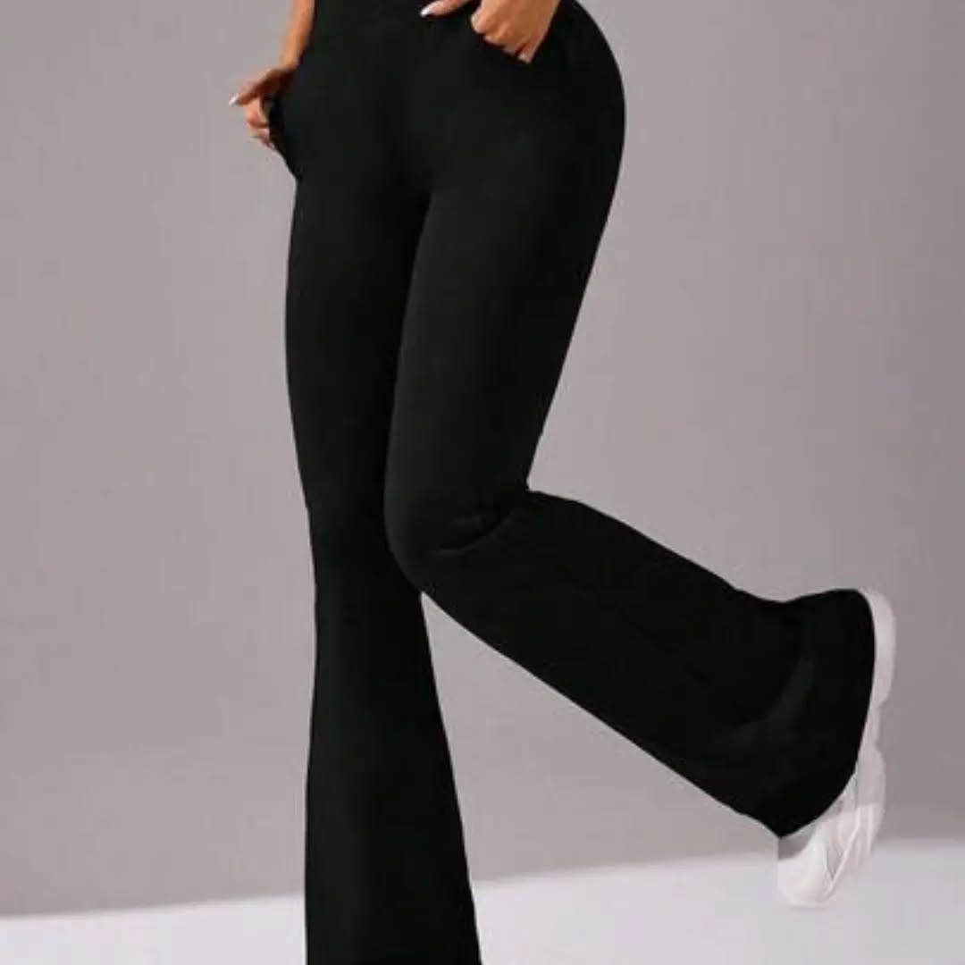 Women's High Waist Solid Color Flare Pants