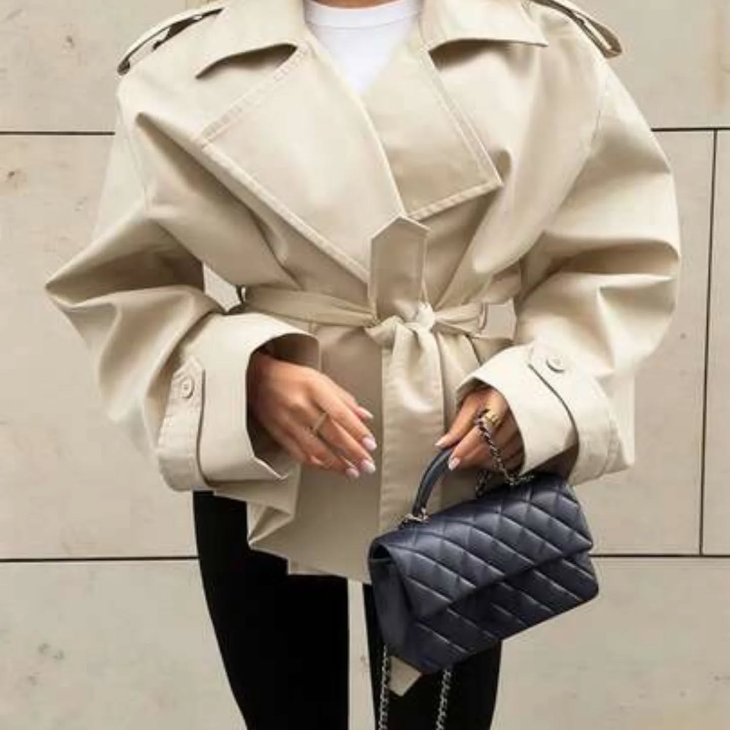 Casual Elegant Beige Loose Jacket For Spring Autumn Winter