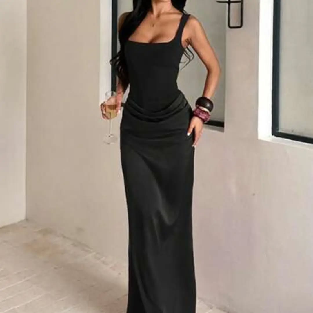 Solid Color Elegant Sexy Party Knit Fabric Pleated Ruffle Backless Dress