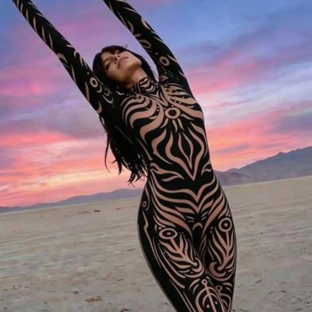 New Sexy Bodycon Round Neck Long Sleeve Contrast Color Jumpsuit For Women Black Spring Elegant