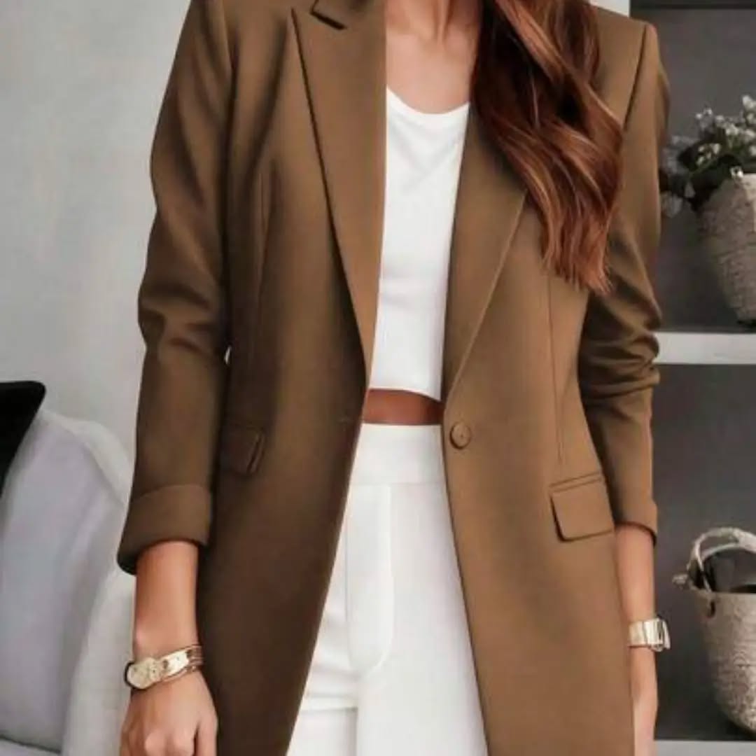 Women's Solid Color Notch Lapel Blazer With Pockets