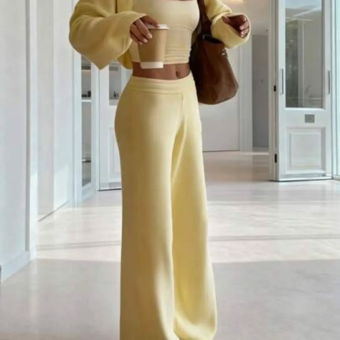 Women's Y2K Cream Yellow Knit 2-Piece Set