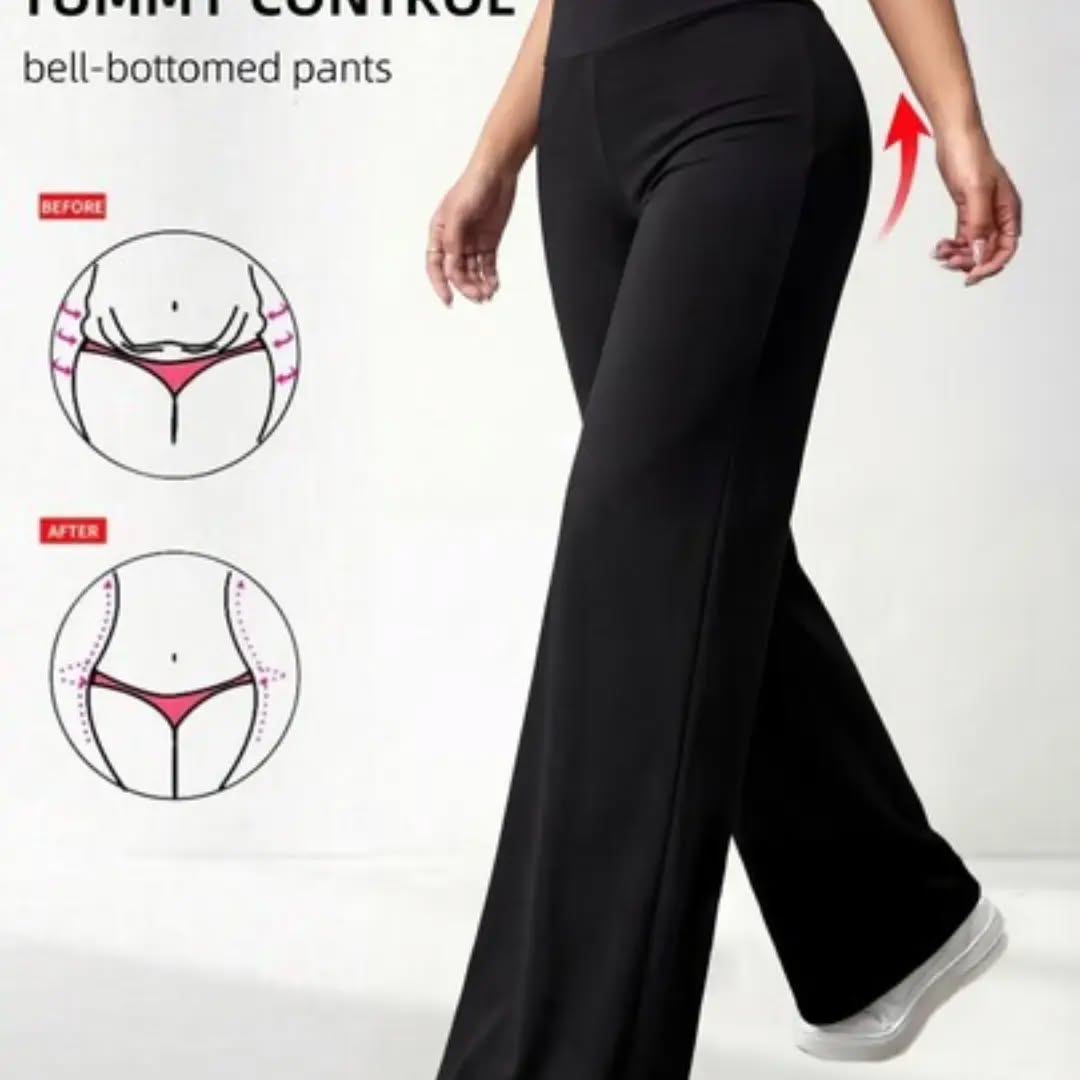 Solid Color High Waist Casual Straight Stretch Pants Black 100+ sold
