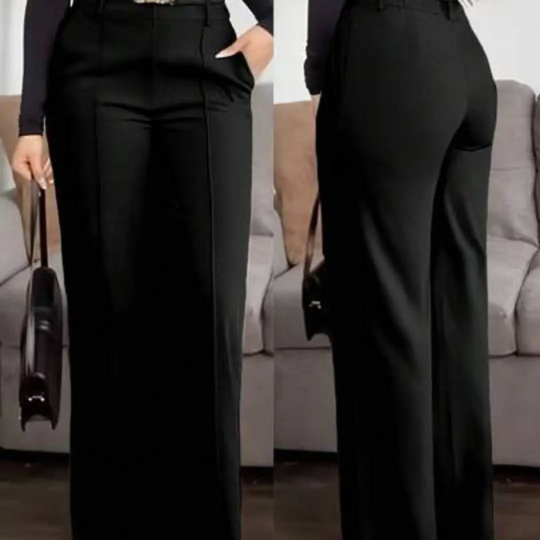Jisfaneya Women's (No Belt) Solid-Color Pants With Side Pockets And Zippers-Elegant And Casual For The Office And Commute Black
