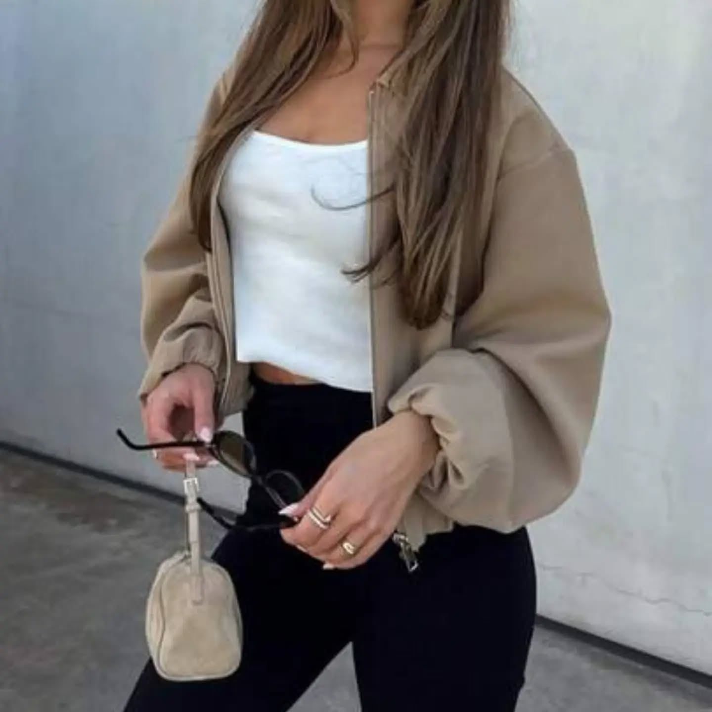 Women Spring Summer Casual Elegant Chic Khaki Jackets Streetwear Loose Elastic Jackets Y2K Girl Holiday Festival Outwear
