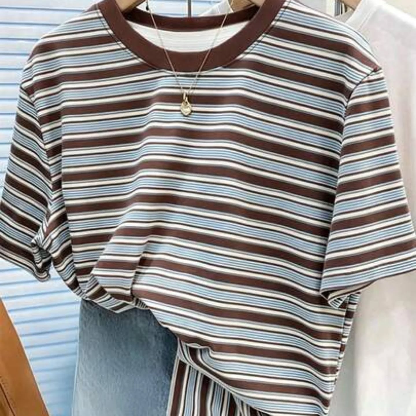 Resyla Vintage Colorful Striped Women Short Sleeve T-Shirt