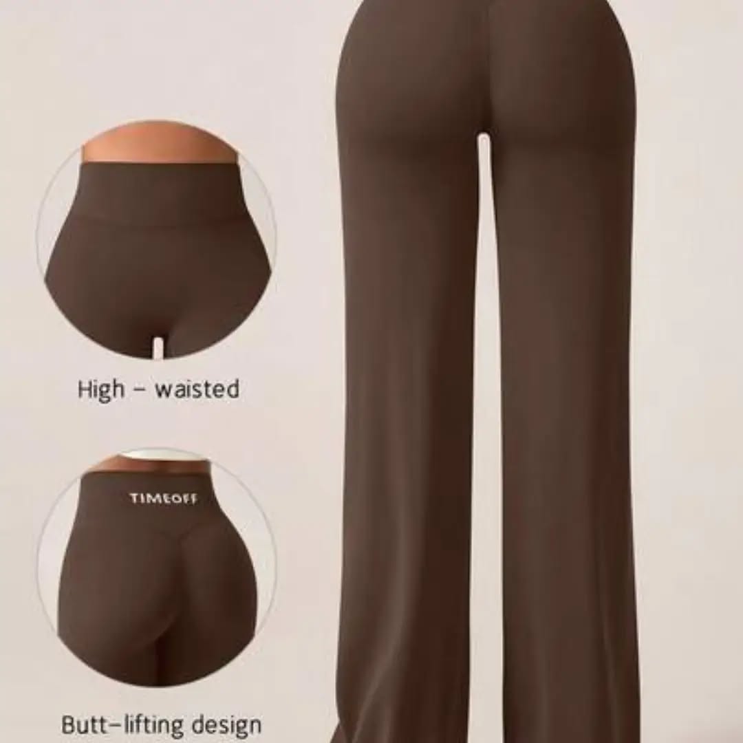 TimeOff 1pc Women's Minimalist Elastic V-Waist Butt-Lifting Wide Leg Letter Print Sports Pants
