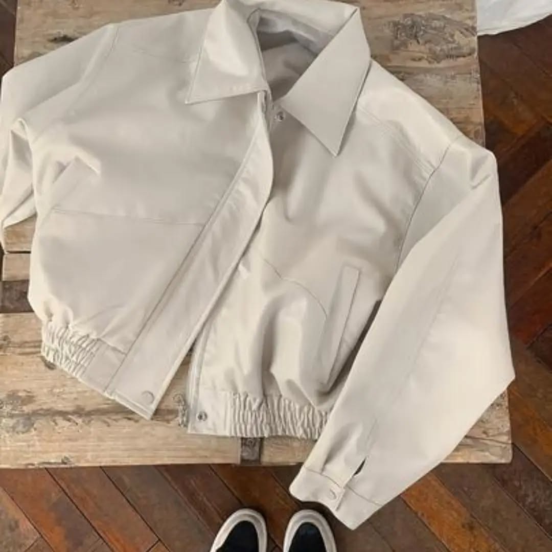 Women's Short Stand Collar Long Sleeve Zip-Up Shirt Jacket Spring