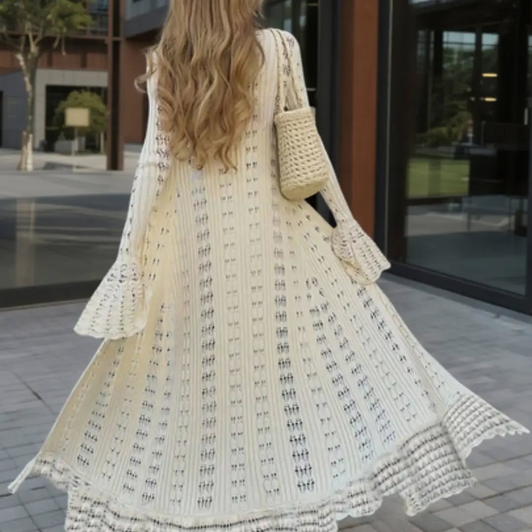 FOR BEAUTY V-Neck Long Sleeve Knit Dress